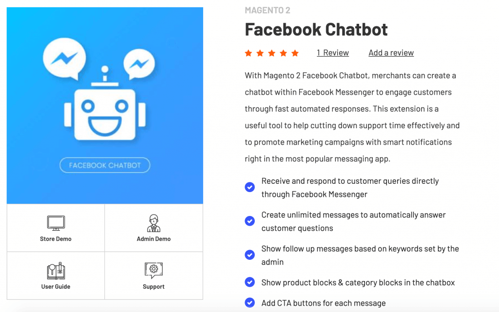 Facebook Chatbot extension from Magenest