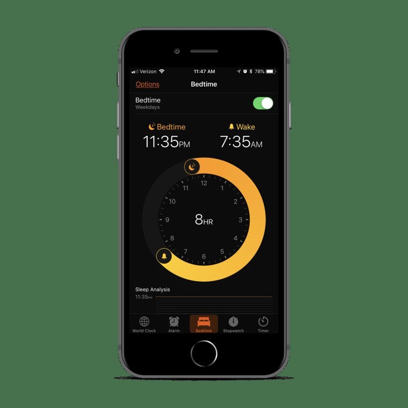 Bedtime mode on IOS 