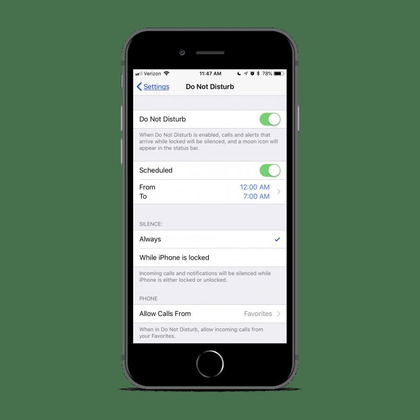  Do Not Disturb mode on IOS 