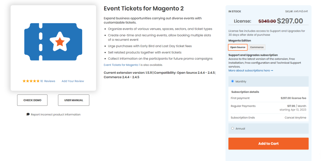AheadWorks Event Ticket Extension
