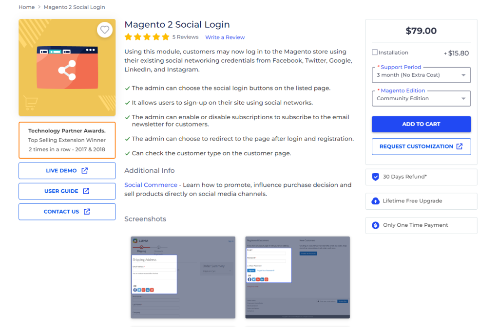  Magento 2 Social Login extension by Webkul