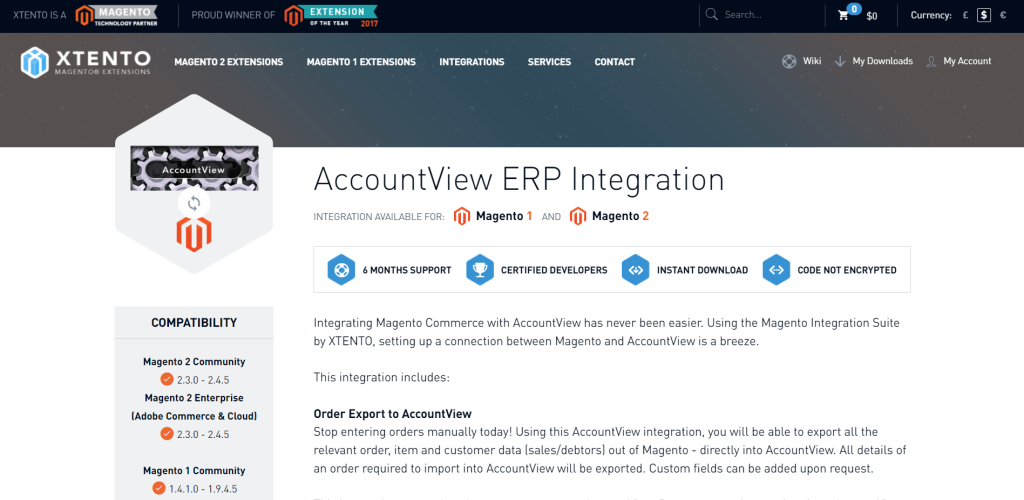 Magento 2 ERP Integration by Xtento